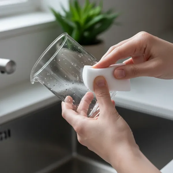 Someone carefully hand-washing a glass component of the Yama Cold Brew Tower, emphasizing gentle maintenance.
